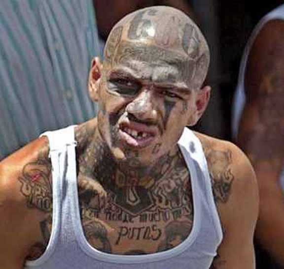 tattoo texts. Guatemalan gang member.