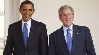 Barack Obama and George Bush