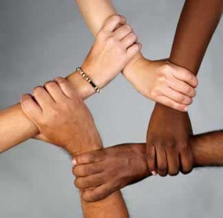 Multicultural hands joined together