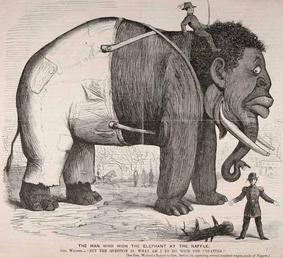 When Union General Godfrey Weitzel captured “several hundred wagon-loads of Niggers,” a Northern cartoonist compared his dilemma to that of a man who won a raffle for an elephant: “What am I to do with the creature?”
