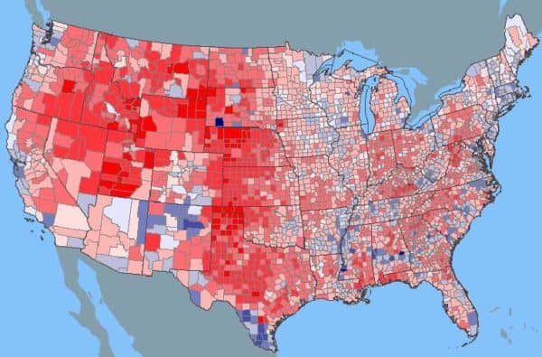 2000 Presidential Election Map by County