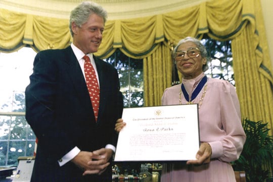 Rosa Parks with Bill Clinton