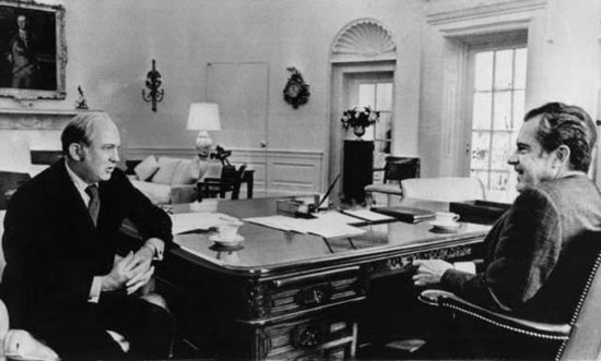 James Kilpatrick and Richard Nixon at the White House in 1974.