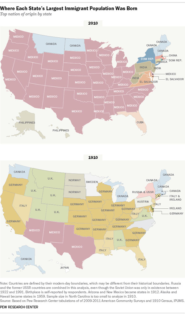 National Origins of Immigrants in America by State Map