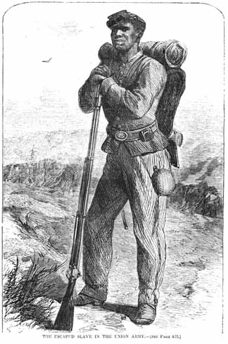 An escaped slave serving in the Union, not the Confederate Army.