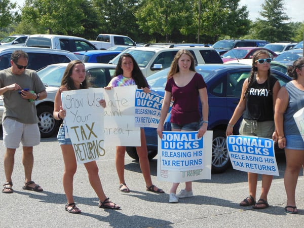 Donald Trump Protesters in Parking Lot