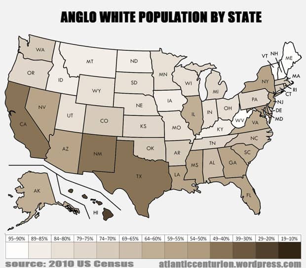 Anglo White Population by State