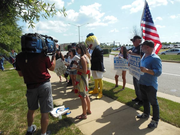 Protesters on Sidewalk