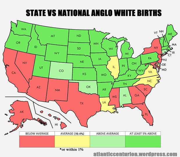 State versus National Anglo White Births