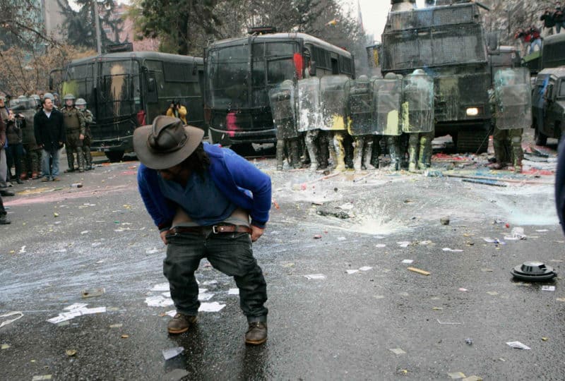 Mooning the Police in Chile