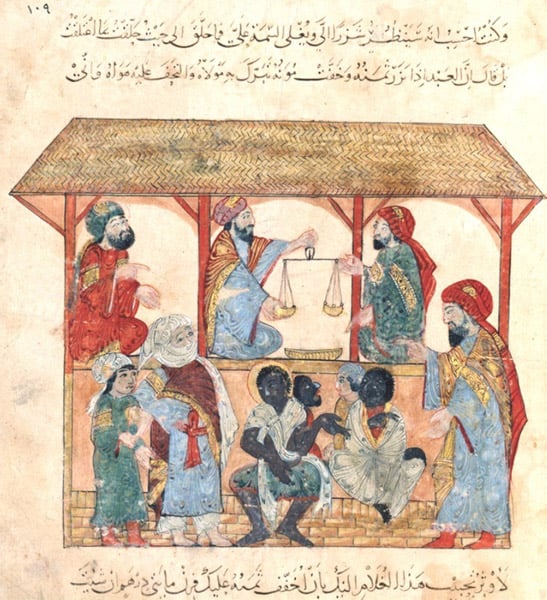 13th century depiction of a Yemeni slave market.