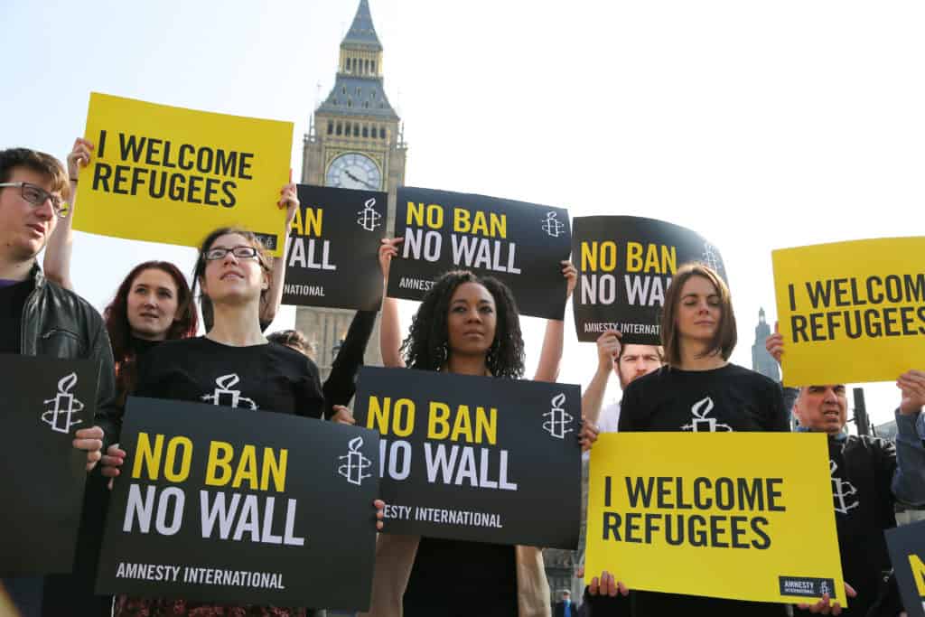 Trump travel ban flashmob demonstration, London, UK - 16 Mar 2017
