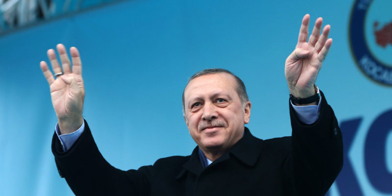 March 12, 2017 - Turkish President Recep Tayyip Erdogan speaks at Kocaeli city during a rally for the referandum, 12th of March, 2017. (Credit Image: © Depo Photos via ZUMA Wire)