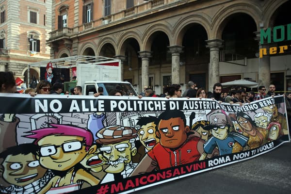 Demonstration against the rally of the right-wing party Lega Nord, in Rome (Credit Image: © Vincenzo Tersigni/Eidon Press/ZUMA Wire)