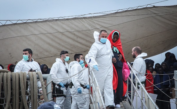 The Spanish Coast Guard saved about 600 refugees at Port of Messina, Italy. (Credit Image: © Gabriele Maricchiolo/NurPhoto via ZUMA Press)