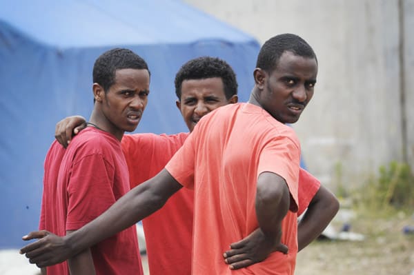 Refugees camp in front of the Rome's Tiburtina station on June 15, 2015. (Credit Image: © Danilo Balducci/UPPA/ZUMA Wire)