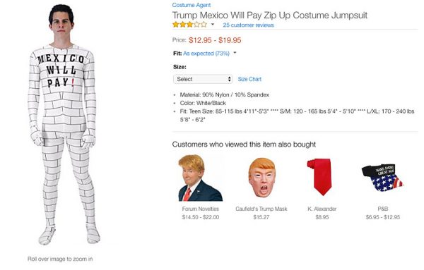 Trump Wall Costume on Amazon