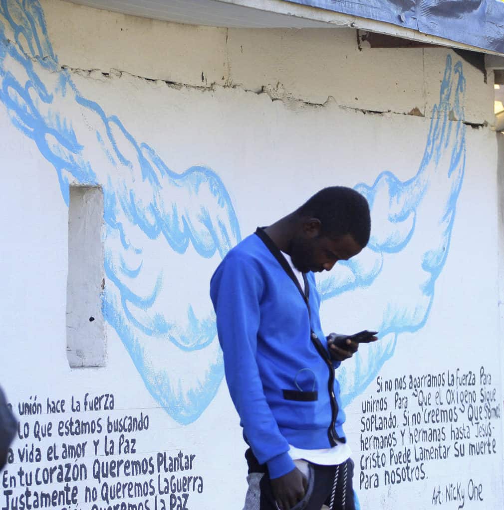 Haitian migrant in a refugee shelter in Tijuana, Mexico