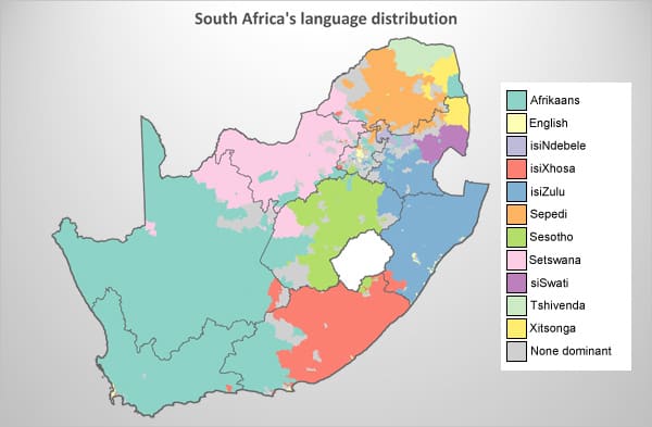 Map of South Africa's Languages