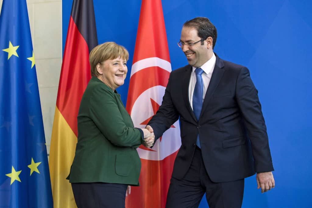 Youssef Chahed and Angela Merkel