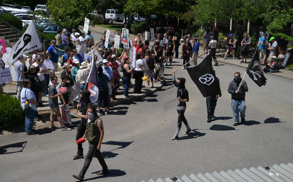 Antifa and more conventional demonstrators