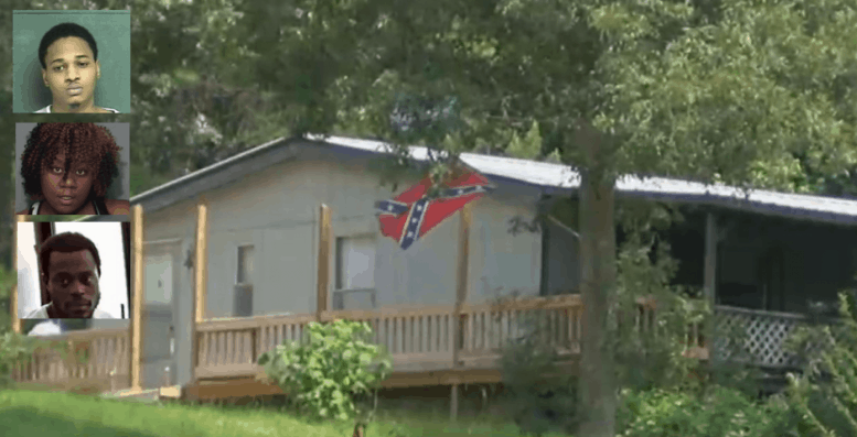 Blacks Attack House with Battle Flag