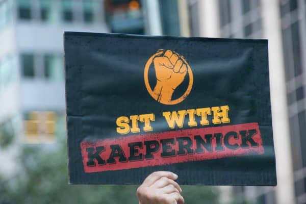 Rally for Colin Kaepernick outside NFL headquarters, New York, USA - 23 Aug 2017