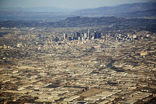 Aerial view of cityscape, Los Angeles, California, USA