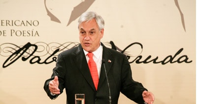 President of Chile Pinera during the prize ''Pablo Neruda 2013''