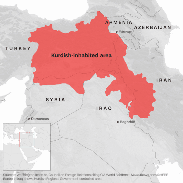Map of Kurds in Asia Minor