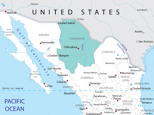 Map of Northern Mexico