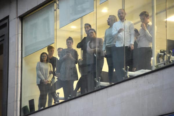 Office workers watching police after London Bridge attack