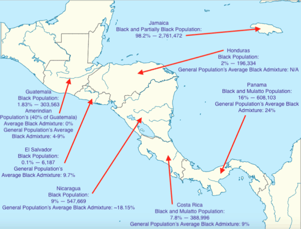 Map of Blacks in Central America