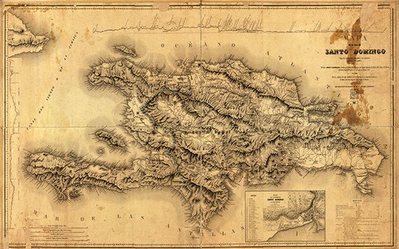Old Map of Hispaniola Haiti