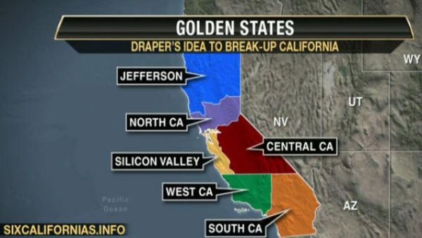 Map of California as Six States
