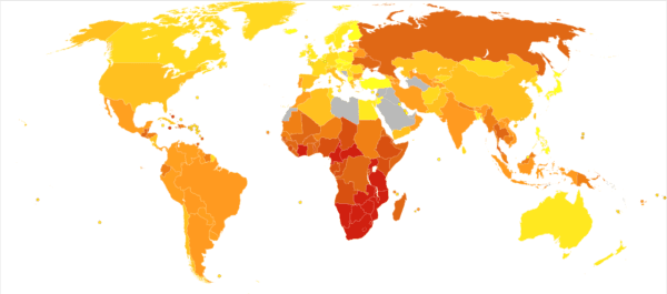Global Map of AIDS Deaths