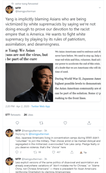 YangIsRacistTweet