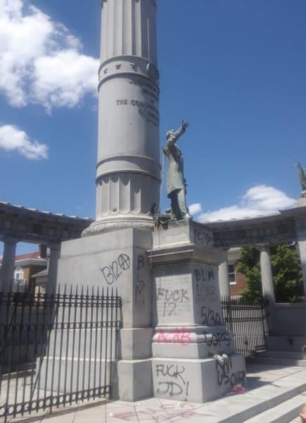 A noose around the Jefferson Davis Memorial in Richmond