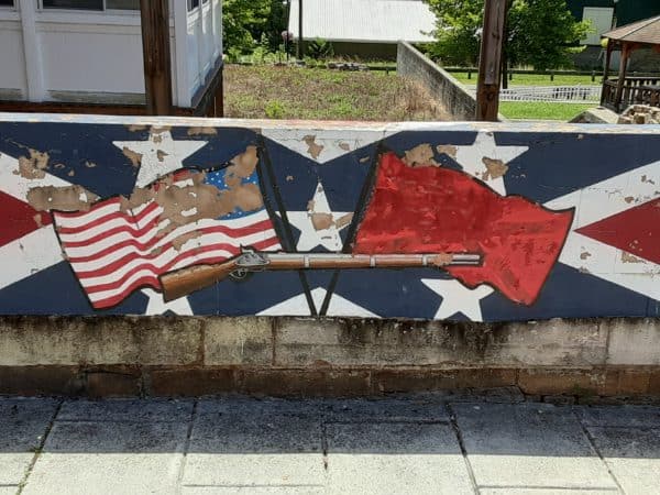 American and Confederate Flag in Hancock Maryland