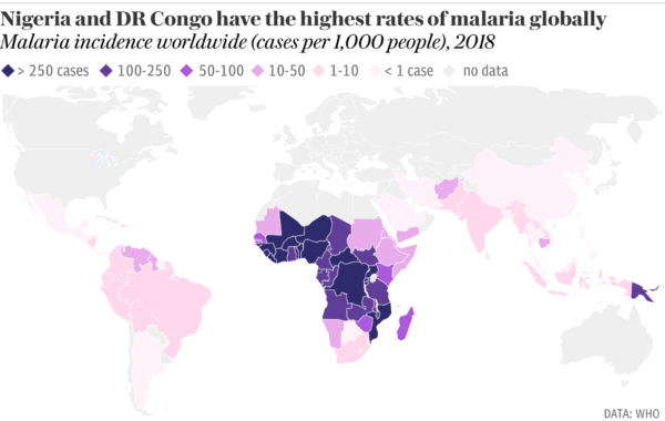 World Map of Malaria Rates