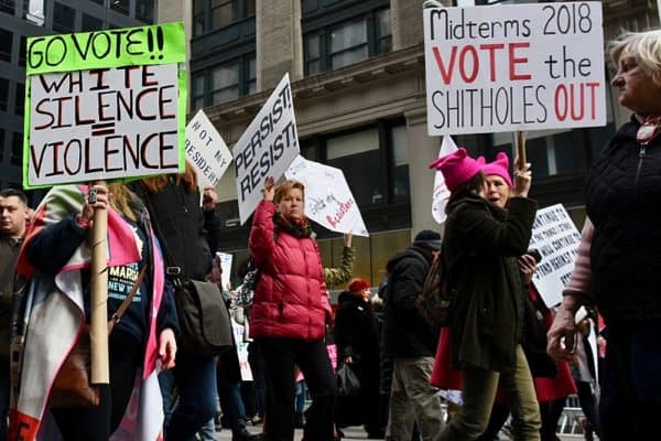 A New York City Women's March in 2018 White Silence = Violence