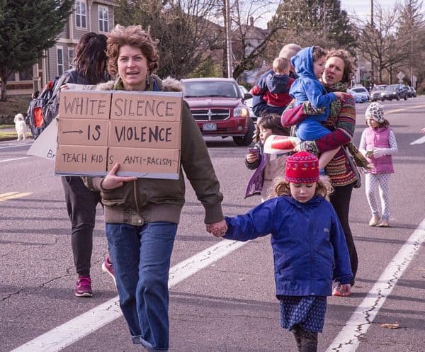 A Martin Luther King, Jr., Day march in 2018 in Portland, OR