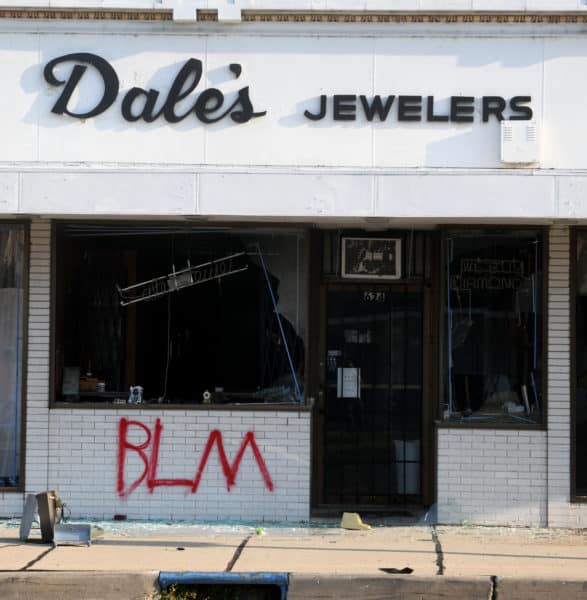 A vandalized jewelry store in downtown Kenosha