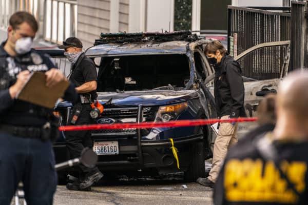 Destroyed Seattle Squad Car