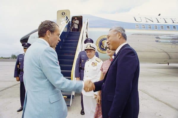 President Richard Nixon greeting Senator Fong in 1972