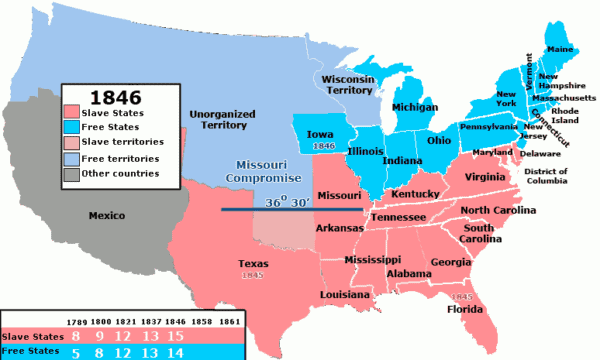1846 Slavery in US Map