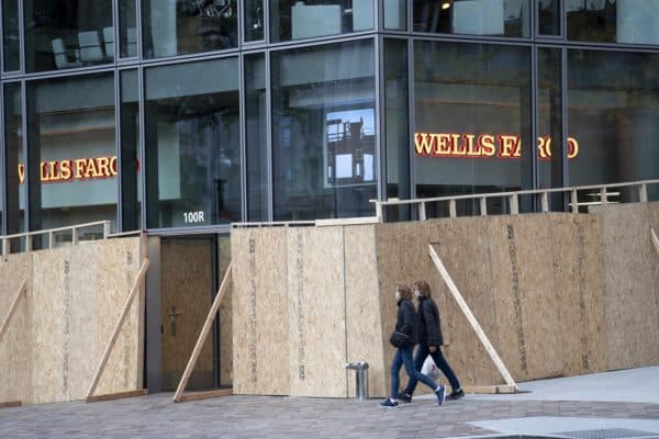 Boarded Up Wells Fargo in Washington DC