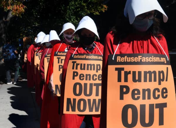 Judge Barrett Supreme Court Confirmation Hearing Protestors Handmaid's Tale