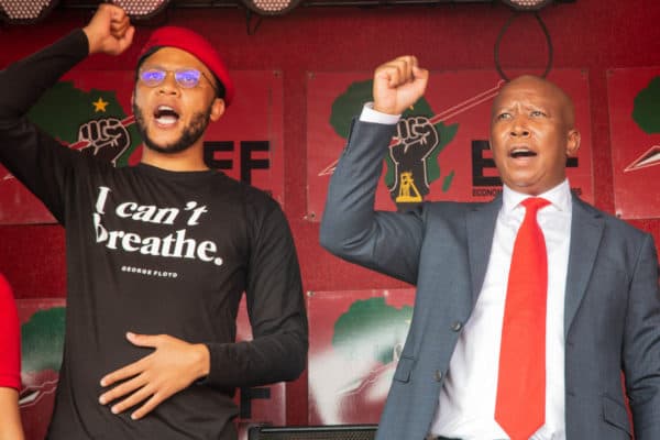 October 28, 2020, Johannesburg, South Africa: The Economic Freedom Fighters spokesperson Vuyani Pambo and Julius Malema. (Credit Image: © Thabo Jaiyesimi / SOPA Images via ZUMA Wire)