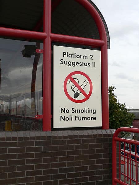 Signs at Wallsend Metro station are in English and Latin, as a tribute to Wallsend’s role as one of the outposts of the Roman Empire, as the eastern end of Hadrian’s Wall at Segedunum. (Credit Image: Chris McKenna/Thryduulf via Wikimedia)